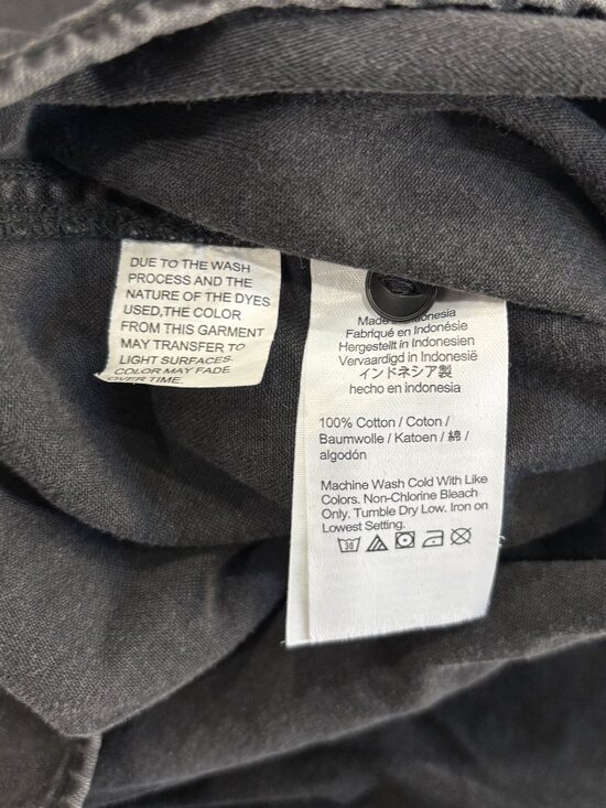 Medium Dark Gray Denim Shirt Button Up Cuff Collared Western Cowgirl Distressed - Picture 11 of 12